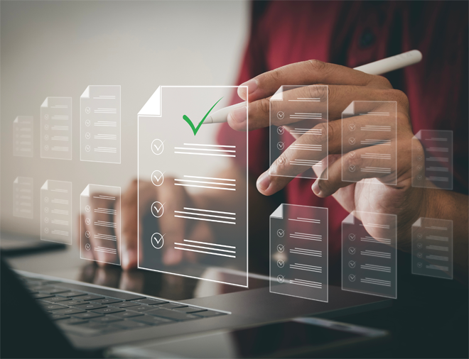 Digitale Checkliste zur Qualitätssicherung mit abgehakten Punkten